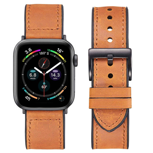 Silicone Leather Watch Strap - Crazy Horse Retro Thin Design Patch