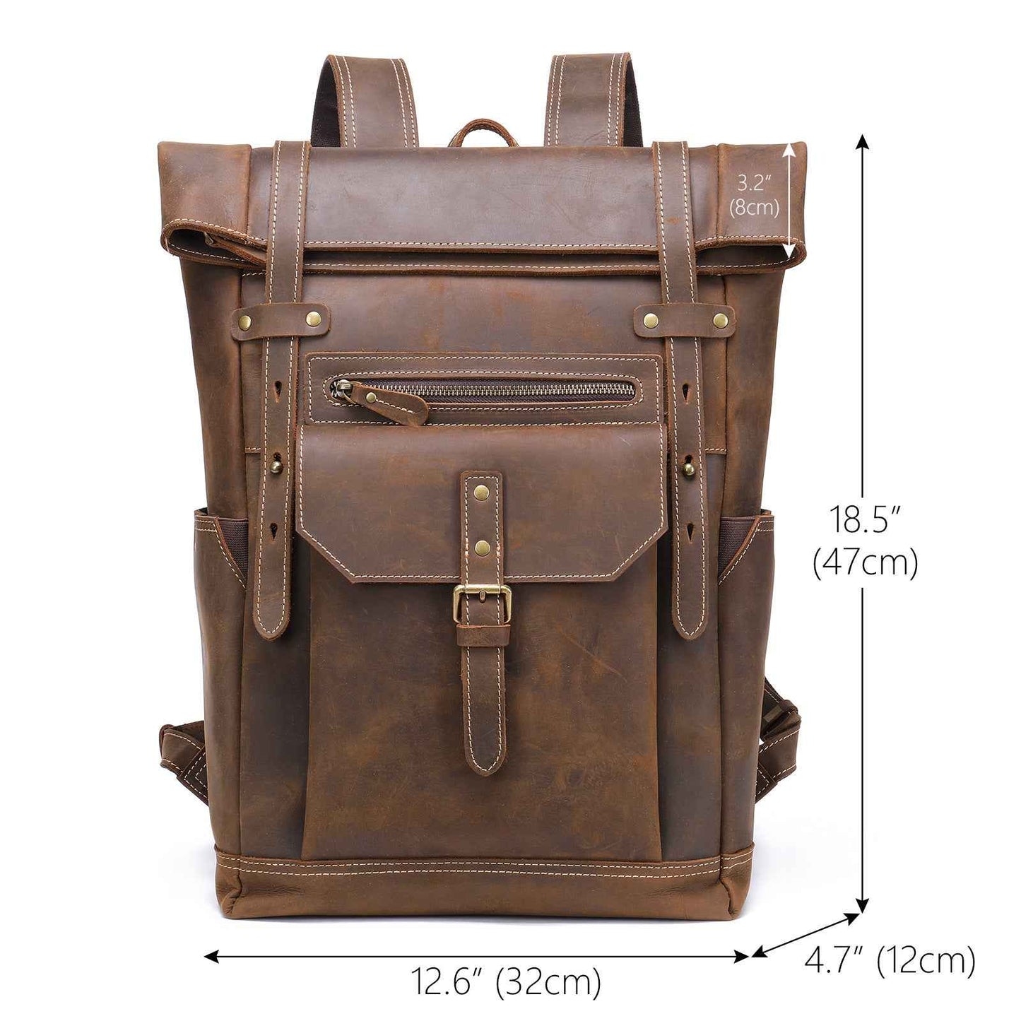 Retro Leather Backpack for Men - Vintage Crazy Horse Genuine Leather Travel Laptop Bag