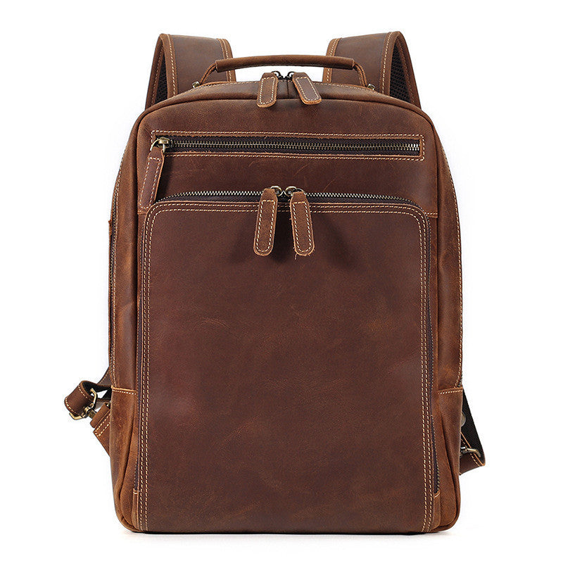 Men's Crazy Horse Leather Backpack - Large Capacity Durable Design - ArtOm_farm™ LEATHER 
