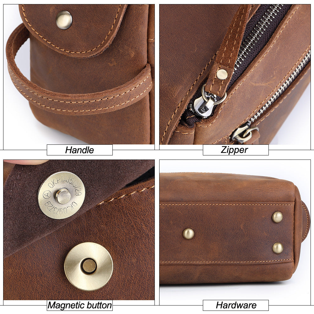 Crazy Horse Leather Bag - Multifunctional Casual Fashion Storage Solution - ArtOm_farm™ LEATHER 