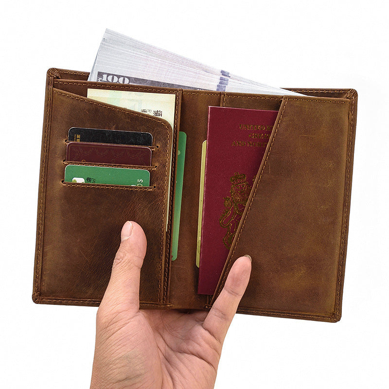 Leather Passport Wallet - Mad Horse Leather Design for Ultimate Travel Luxury - ArtOm_farm™ LEATHER 