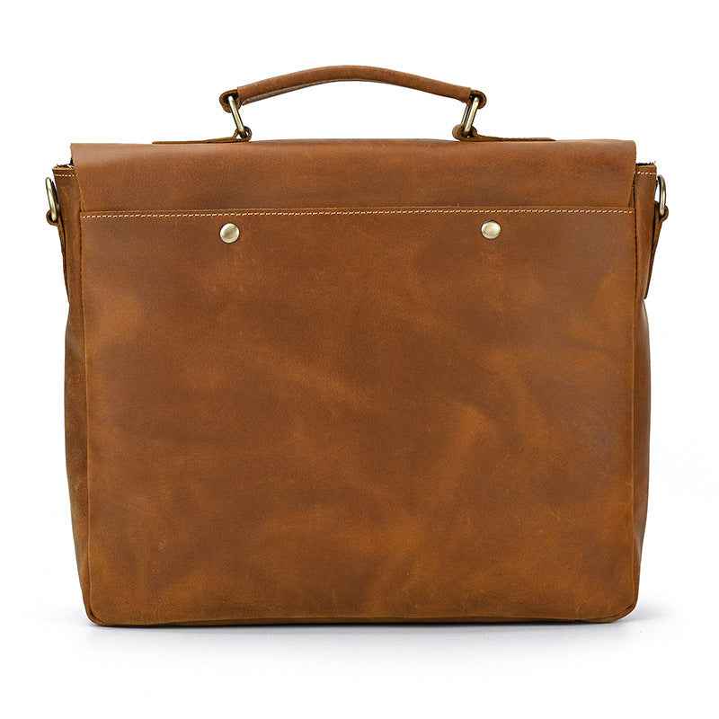 Men's Crazy Horse Leather Bag - Top Layer Cowhide Crossbody Design