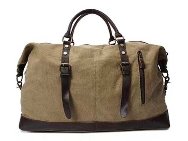 Canvas Leather Travel Messenger Bag - Large Capacity Crazy Horse Leather Casual Shoulder Bag for Traveling - ArtOm_farm™ LEATHER 