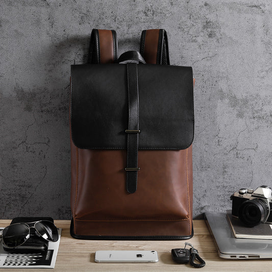 Men's Retro Leather Backpack - Large Capacity Crazy Horse PU Leather Design - ArtOm_farm™ LEATHER