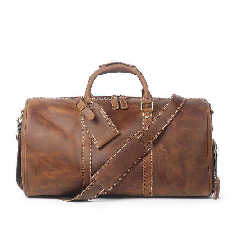 Retro Leather Travel Bag - Crazy Horse Leather Handy Fitness Luggage - ArtOm_farm™ LEATHER