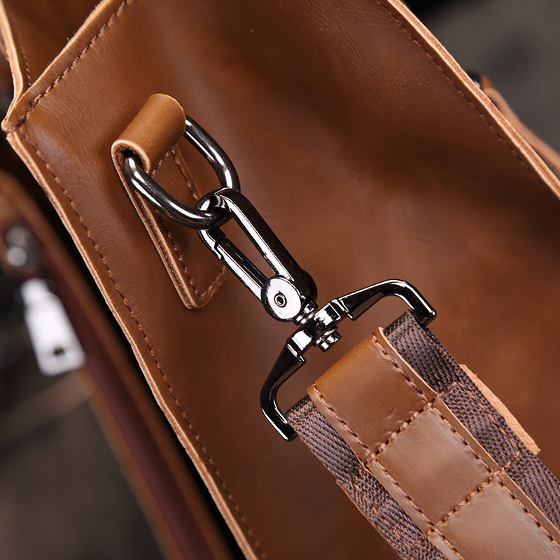Men's Retro Leather Tote Bag - Crazy Horse PU Leather Design - ArtOm_farm™ LEATHER