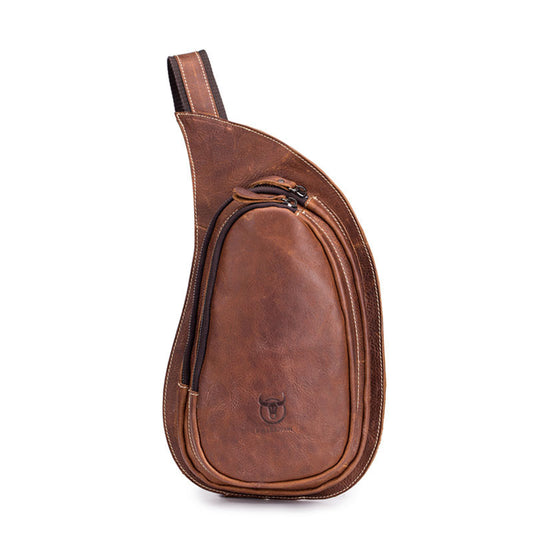 Leather Goods Crazy Horse Leather Chest Bag for Men - Genuine Leather Design - ArtOm_farm™ LEATHER 