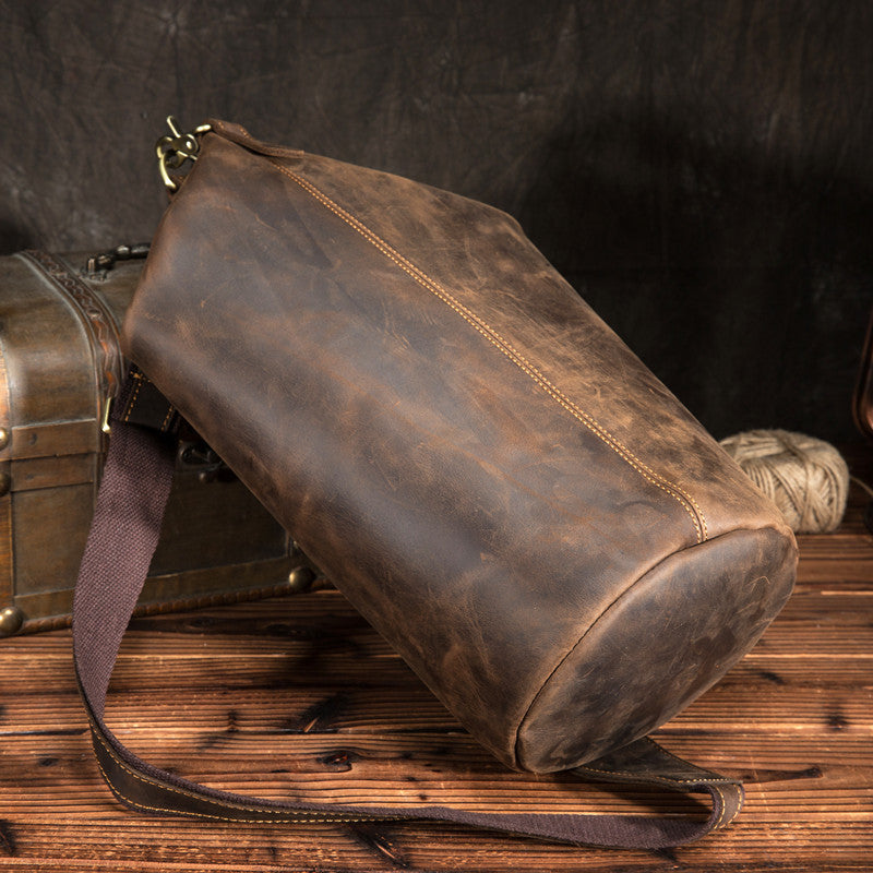 Simple Chest Bag Men's Crazy Horse Leather Retro Distressed - Durable Men’s Leather Chest Bag - ArtOm_farm™ LEATHER