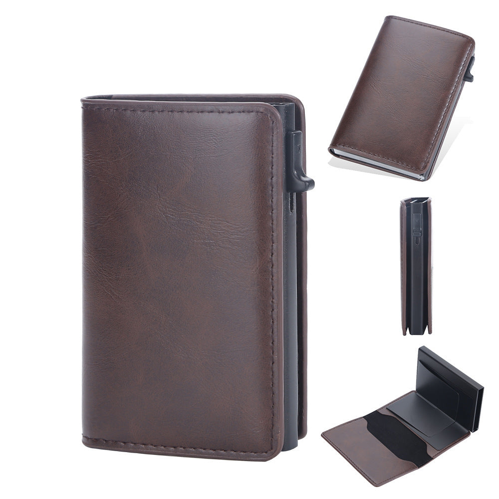 Crazy Horse Leather Card Clamp for Men - Anti-Degaussing Protection - ArtOm_farm™ LEATHER 