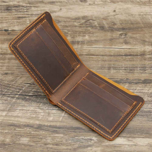 Men's Crazy Horse Leather Wallet Retro Style