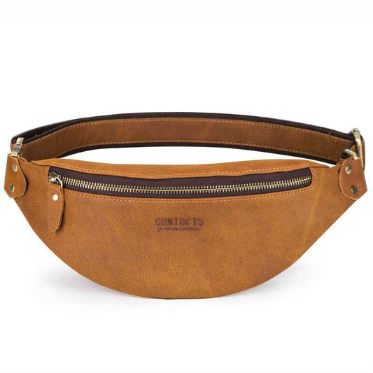 Men's Genuine Leather Belt Bag - Retro Crazy Horse Leather Design