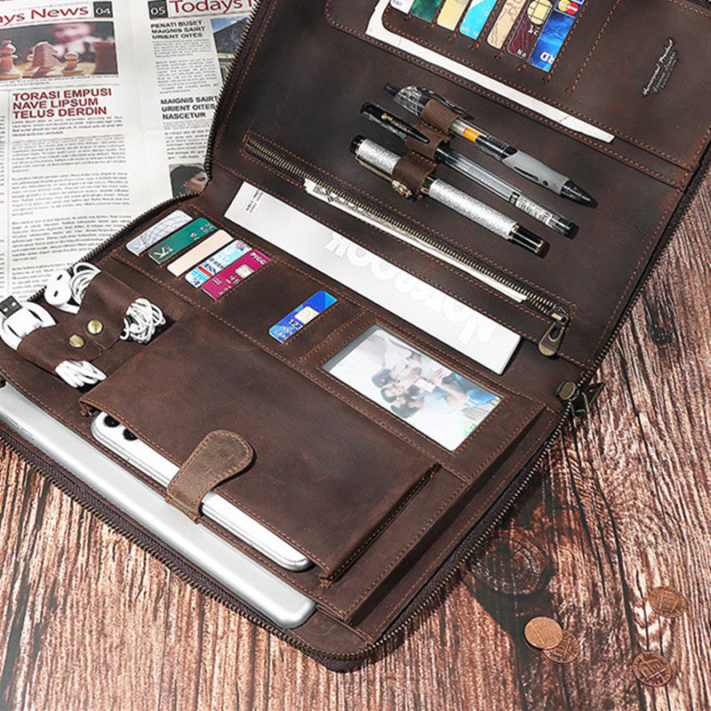 Vintage Leather Tablet Sleeve - Crazy Horse Leather Handbag for Tablets and More - ArtOm_farm™ LEATHER 