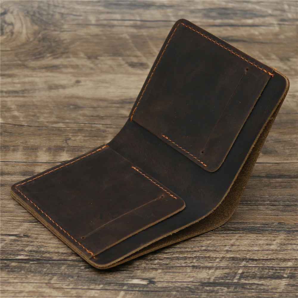Men's Crazy Horse Leather Wallet Retro Style
