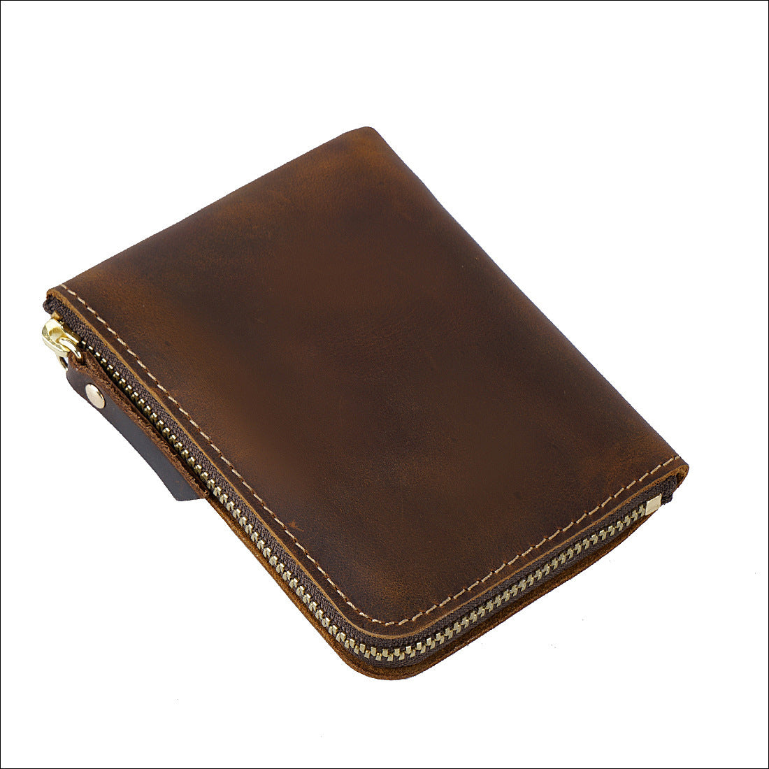 Handmade Vintage Leather Zipper Wallet - Crazy Horse Style - ArtOm_farm™ LEATHER 