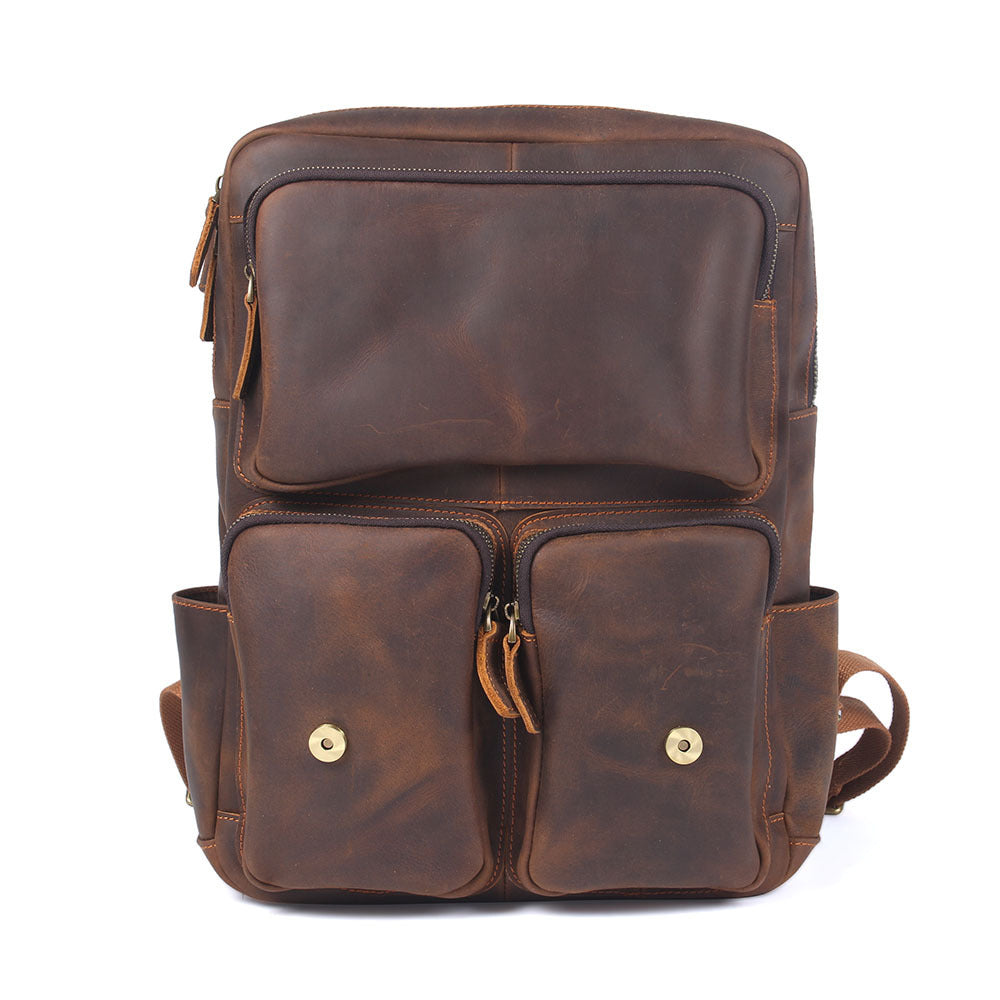 Vintage Leather Backpack - Large Capacity Crazy Horse Leather Backpack - ArtOm_farm™ LEATHER
