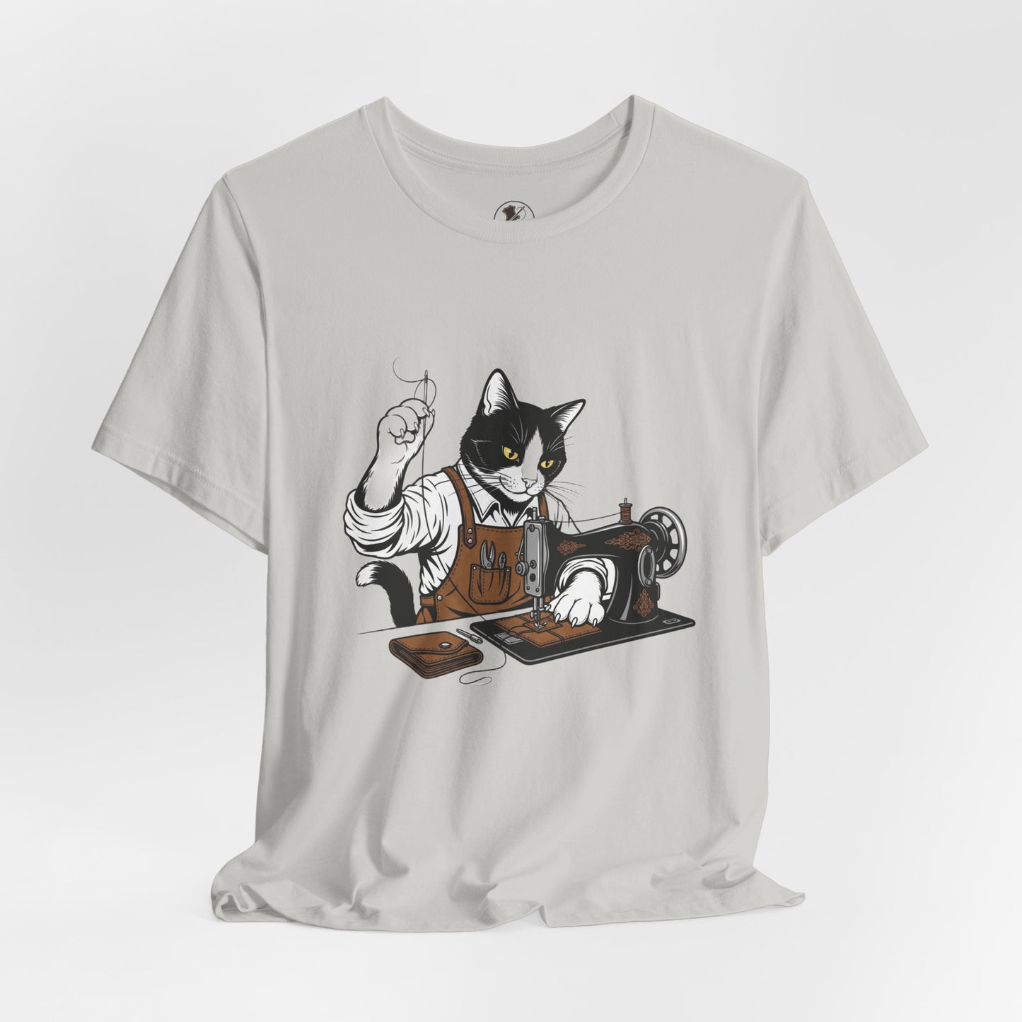 Crafty Cat Sewing Tee - Cute Cat Shirt for Crafters & Sewists, Perfect Gift for Cat Lovers - ArtOm_farm™ LEATHER 