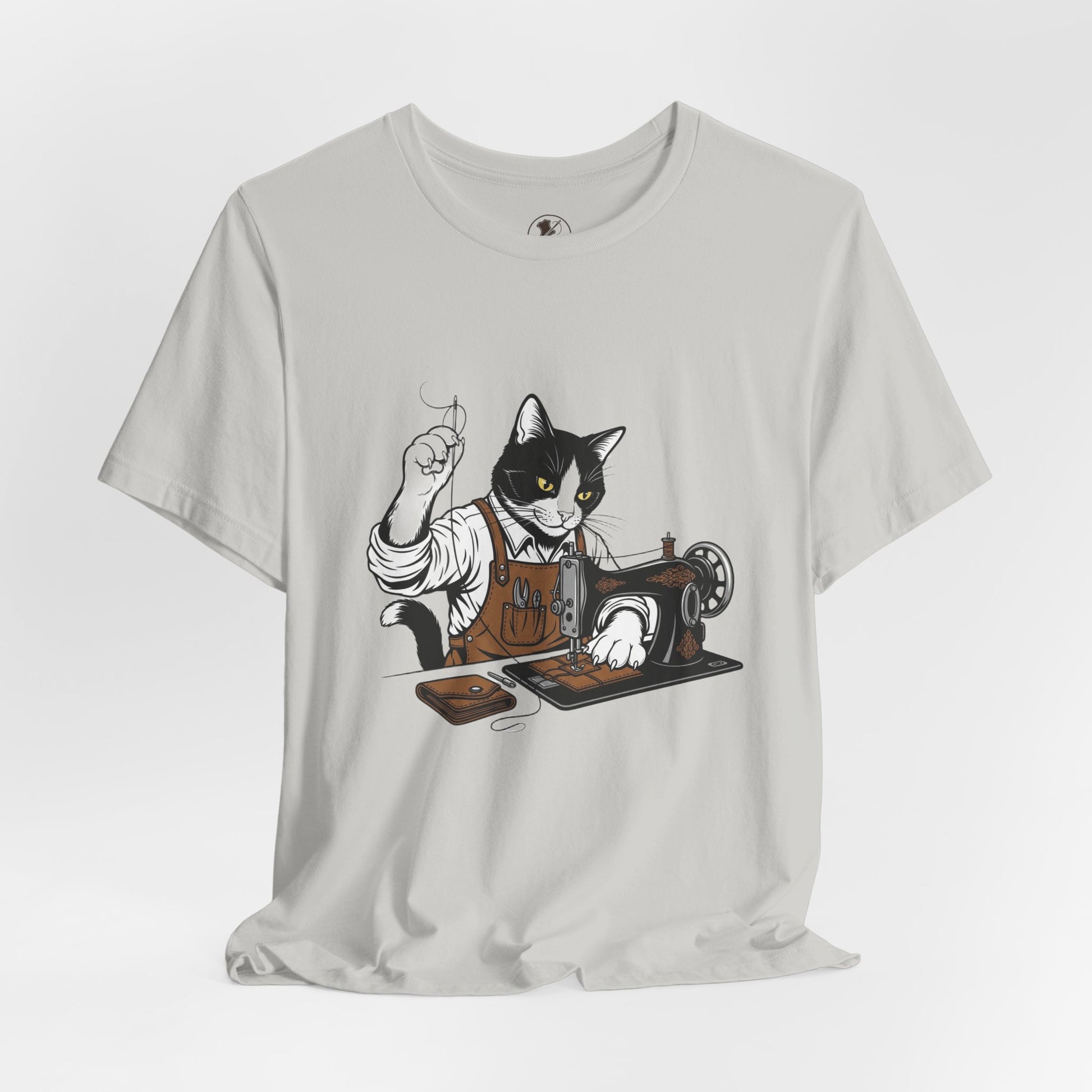 Crafty Cat Sewing Tee - Cute Cat Shirt for Crafters & Sewists, Perfect Gift for Cat Lovers - ArtOm_farm™ LEATHER 