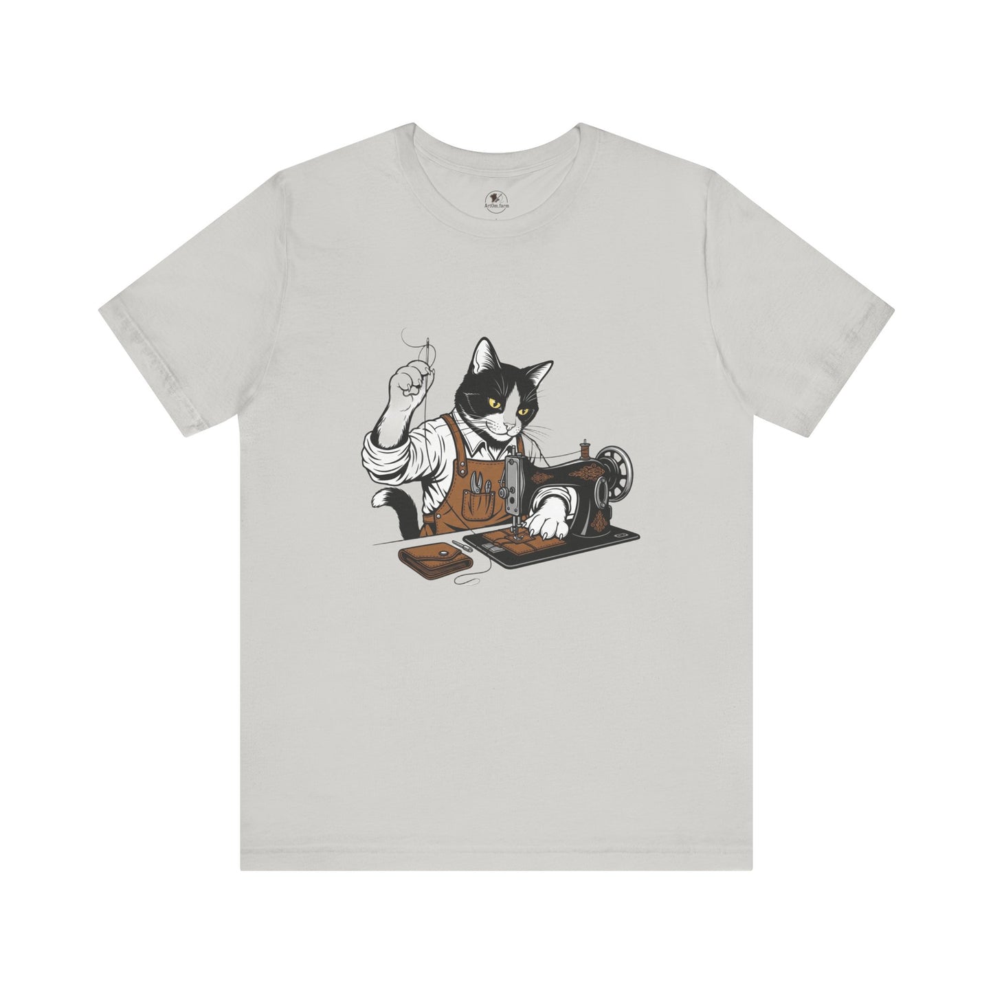 Crafty Cat Sewing Tee - Cute Cat Shirt for Crafters & Sewists, Perfect Gift for Cat Lovers - ArtOm_farm™ LEATHER