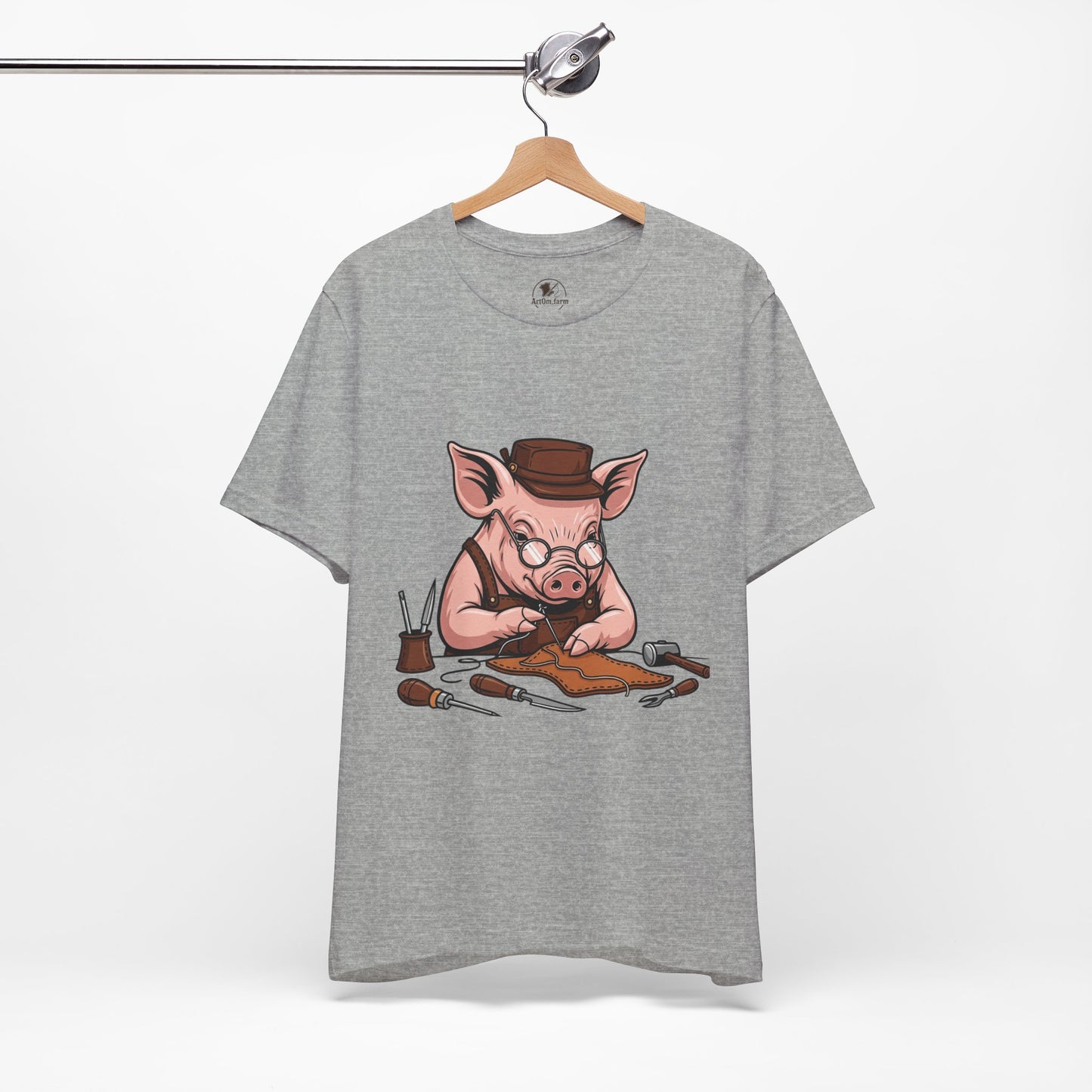 Pig Carver Tee - Funny Pig Shirt for Animal Lovers, Unique Crafting Humor Apparel, Perfect Farm Style Gift - ArtOm_farm™ LEATHER 