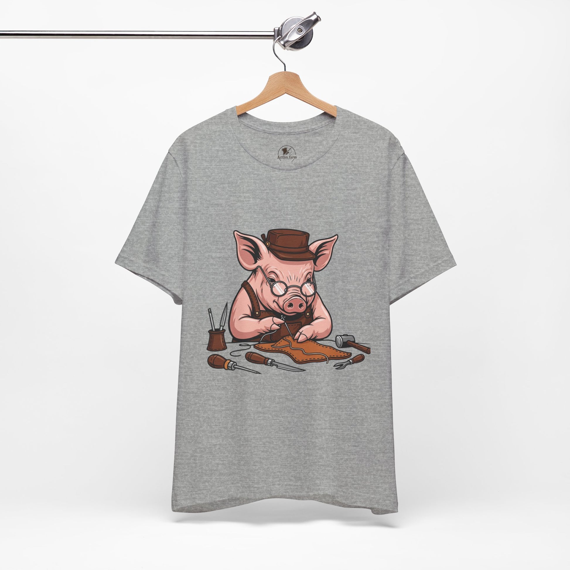 Pig Carver Tee - Funny Pig Shirt for Animal Lovers, Unique Crafting Humor Apparel, Perfect Farm Style Gift - ArtOm_farm™ LEATHER 