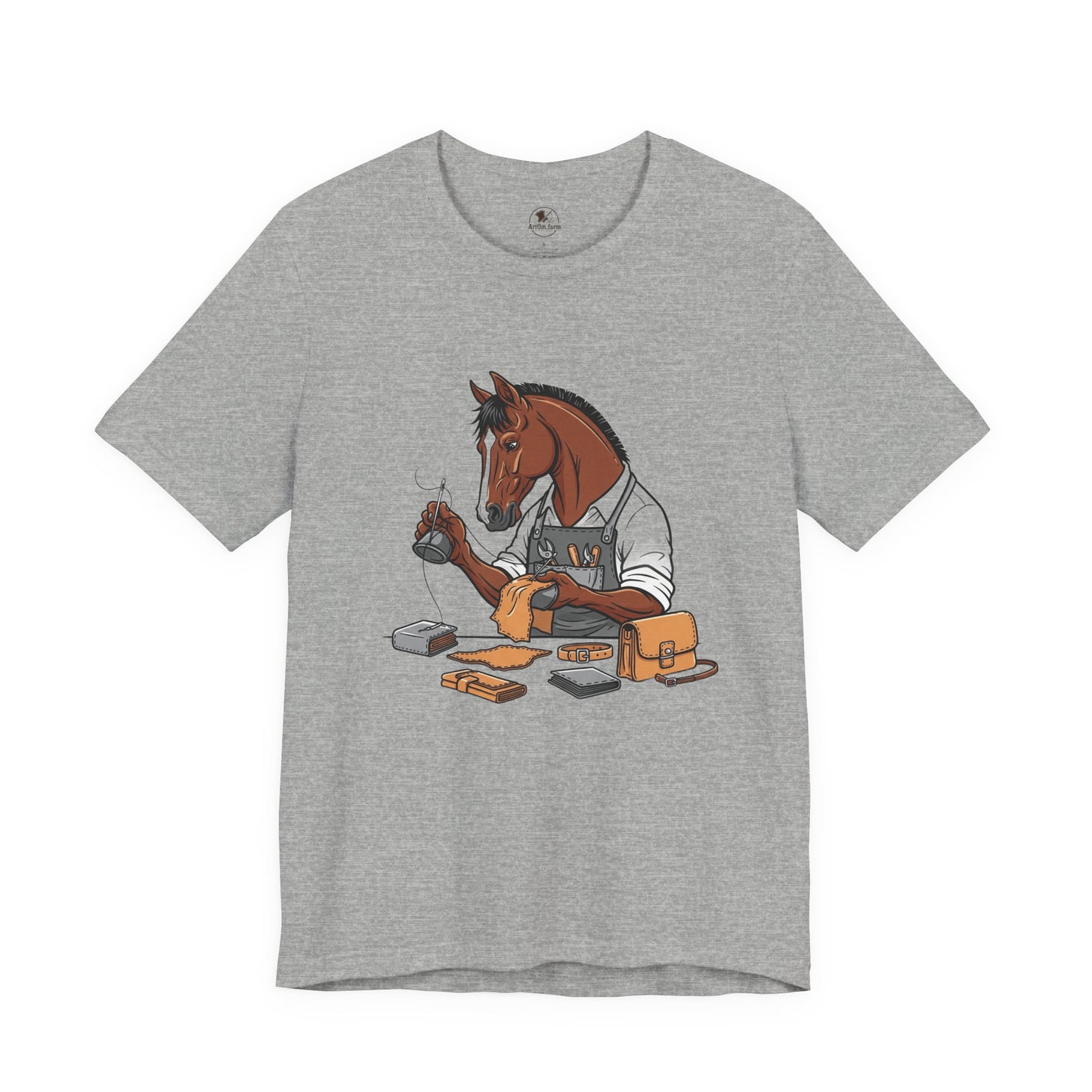Equestrian Unisex Tee - Funny Horse Shirt for Animal Enthusiasts, Perfect Gift for Horse Lovers - ArtOm_farm™ LEATHER 
