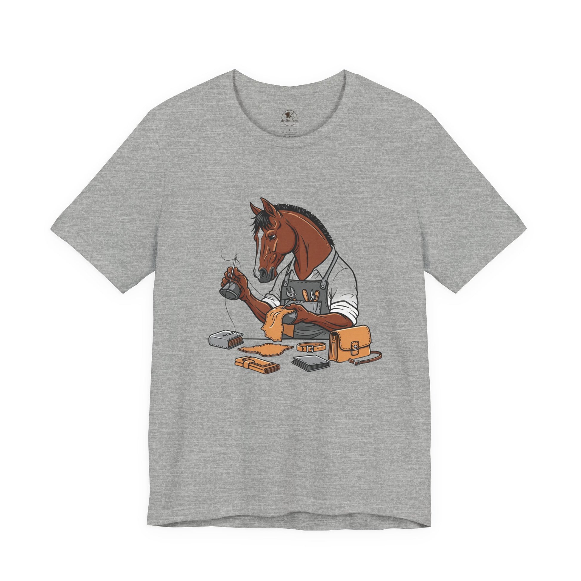 Equestrian Unisex Tee - Funny Horse Shirt for Animal Enthusiasts, Perfect Gift for Horse Lovers - ArtOm_farm™ LEATHER 