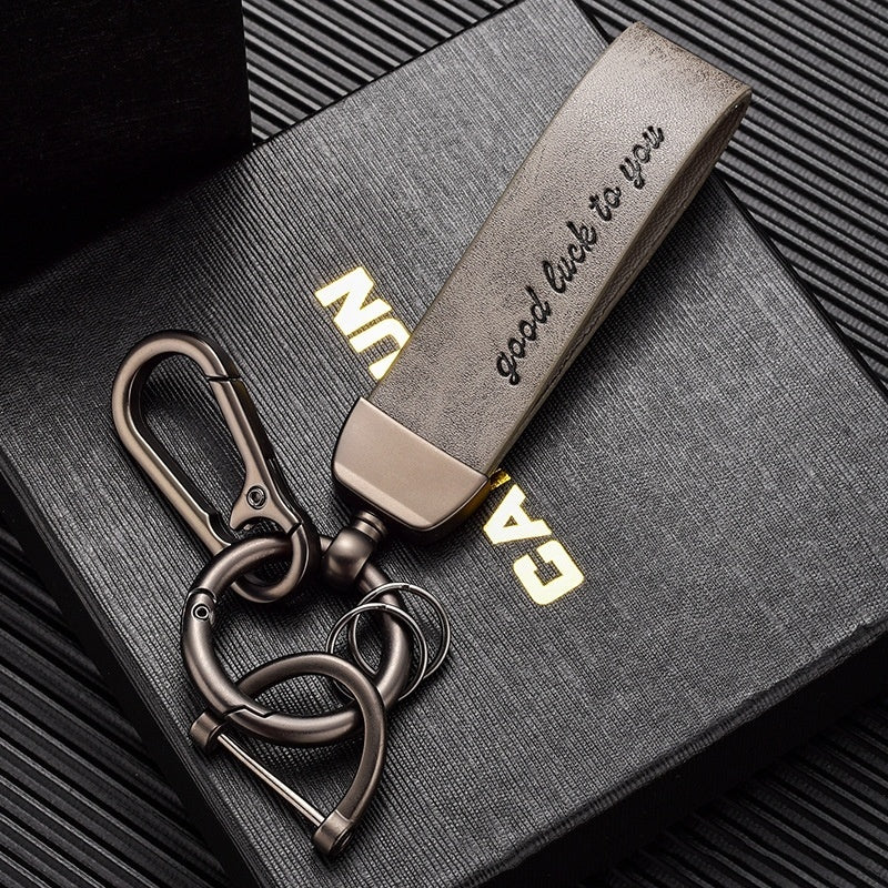 Car Key Ring Pendant in Crazy Horse Leather for a Stylish Touch - ArtOm_farm™ LEATHER 