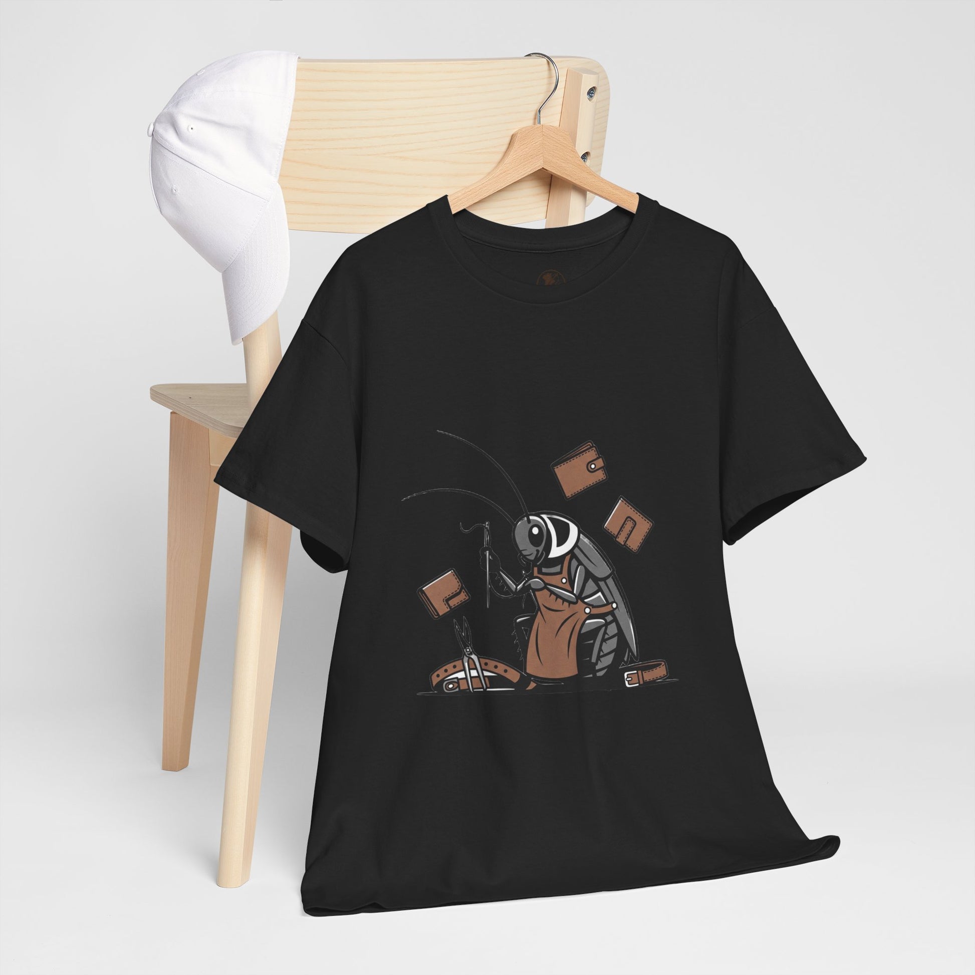 Cockroach Baker Unisex Heavy Cotton Tee - Funny Graphic Tee for Animal Lovers and Home Cooks, Unique Gift Idea - ArtOm_farm™ LEATHER
