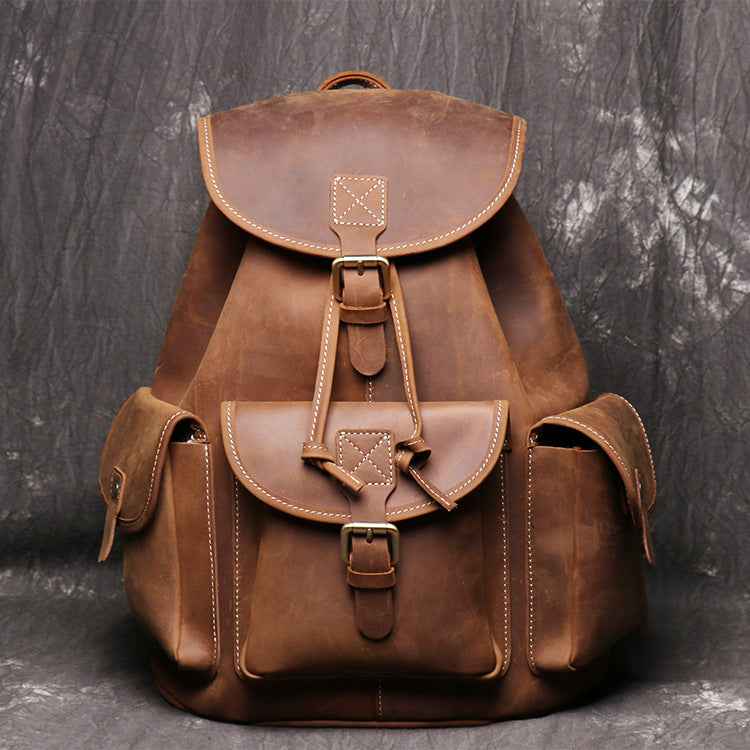 Backpack Made of Crazy Horse Leather - Durable and Stylish Crazy Horse Leather Backpack for Everyday Adventure - ArtOm_farm™ LEATHER