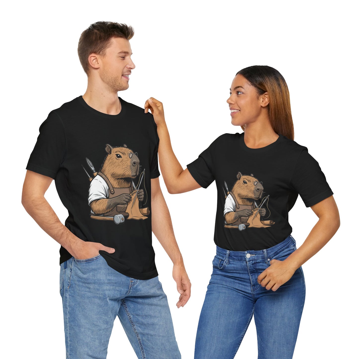 Crafty Beaver T-Shirt - Cute Animal Graphic Tee for Nature Lovers, Eco-Friendly Casual Wear - ArtOm_farm™ LEATHER 