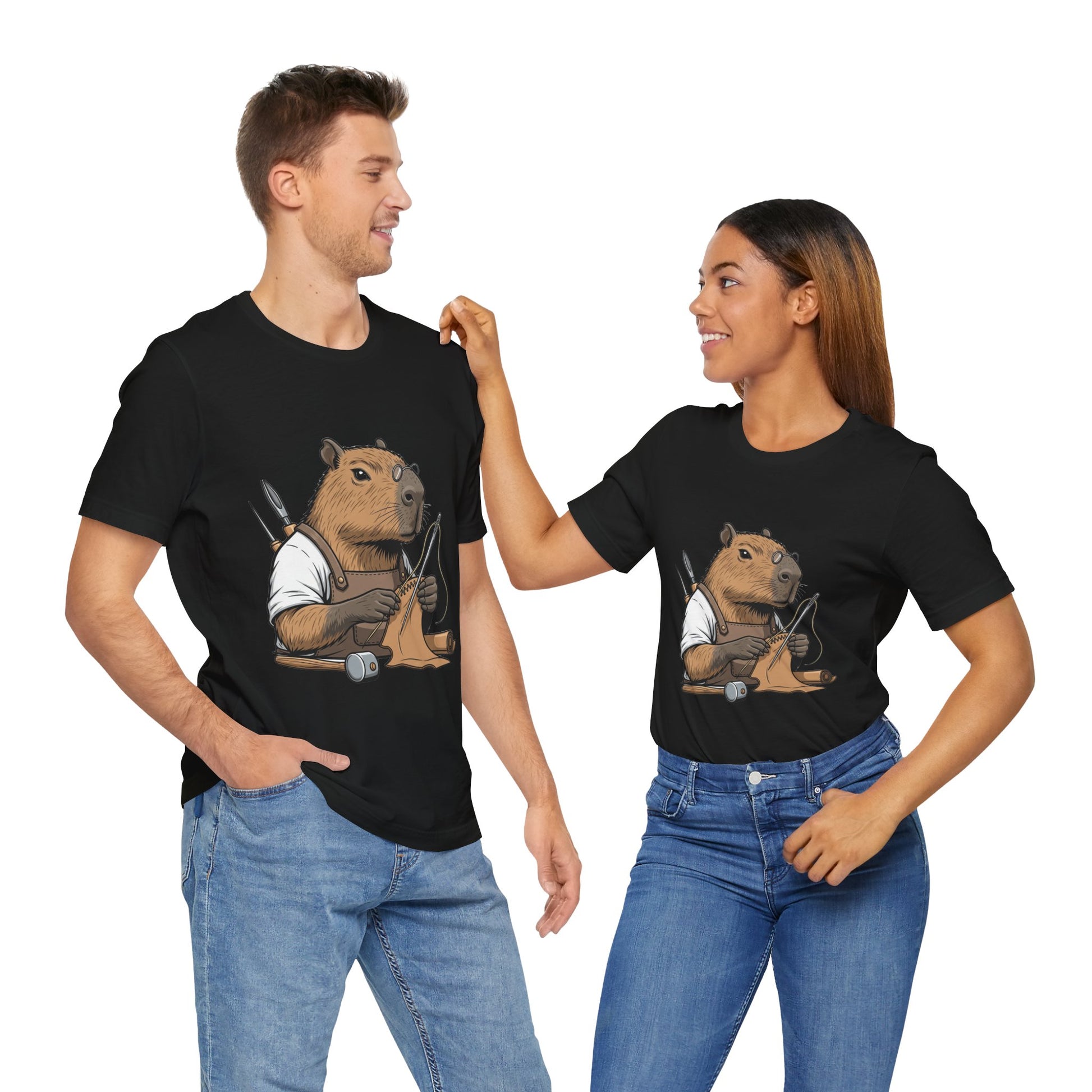 Crafty Beaver T-Shirt - Cute Animal Graphic Tee for Nature Lovers, Eco-Friendly Casual Wear - ArtOm_farm™ LEATHER 