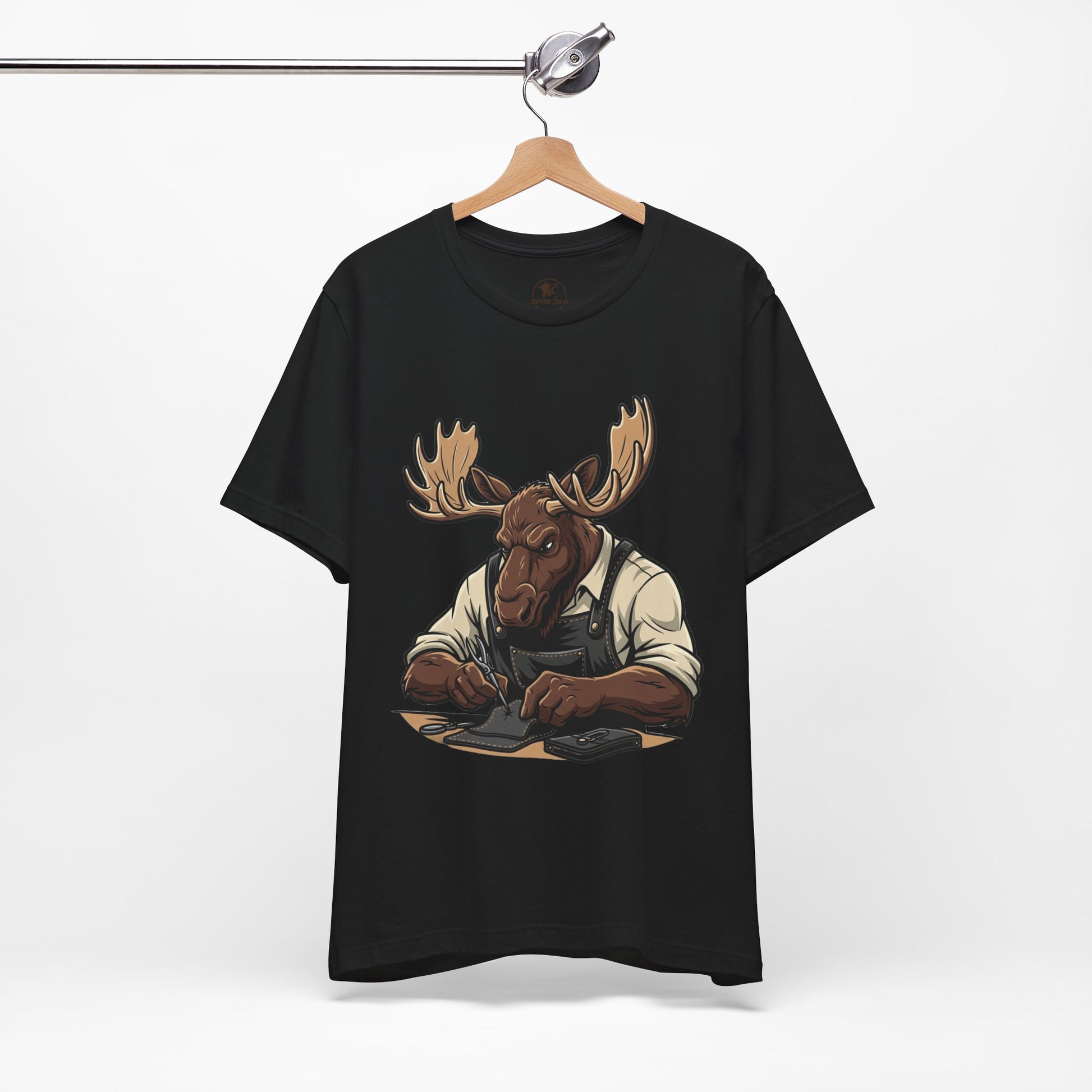 Moose Graphic Tee - Funny Animal Shirt for Nature Lovers, Unique Casual Outfit in Woodland Style - ArtOm_farm™ LEATHER 