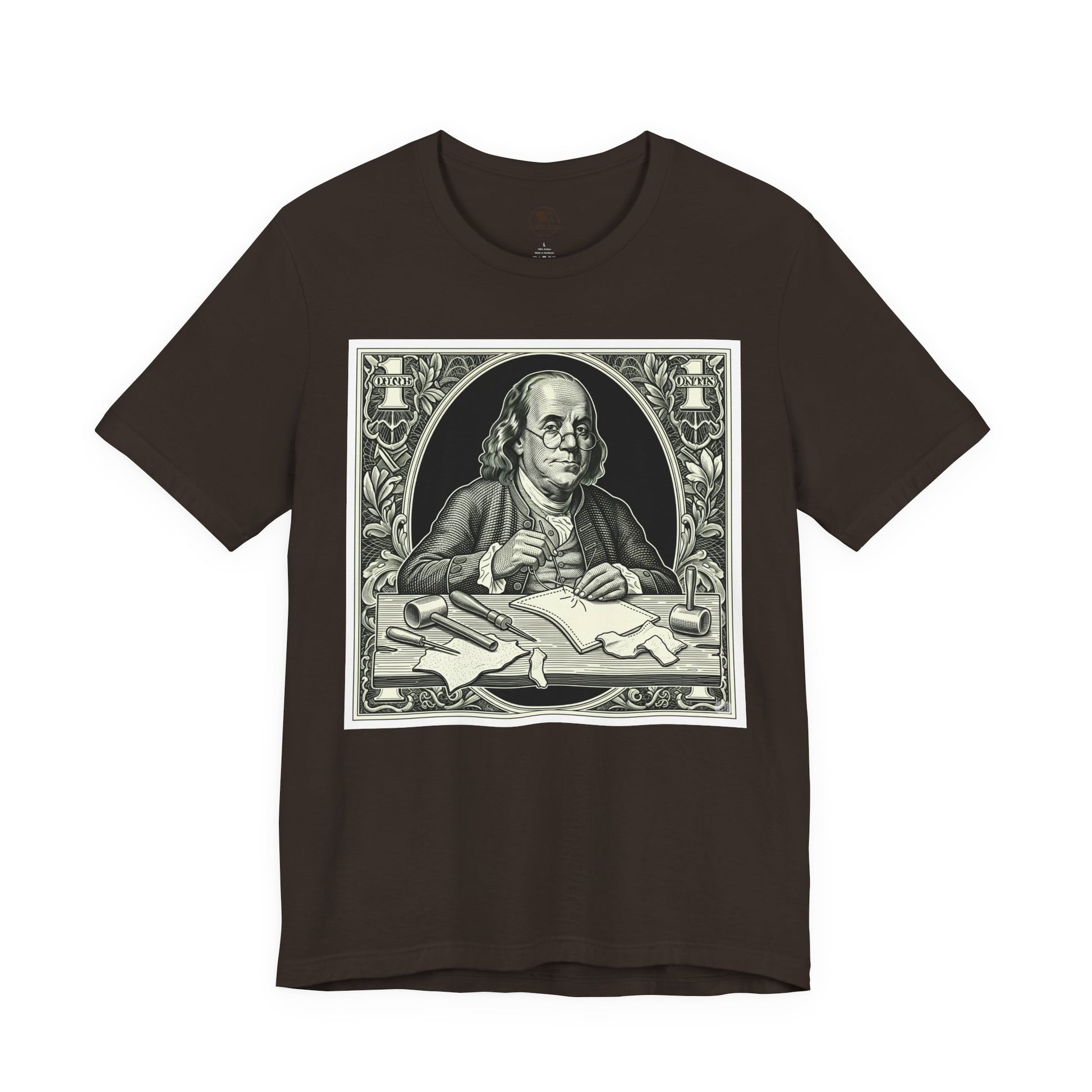 Benjamin Franklin Vintage Tee for History Lovers - Unisex Short Sleeve Shirt, Unique Teacher Gift - ArtOm_farm™ LEATHER