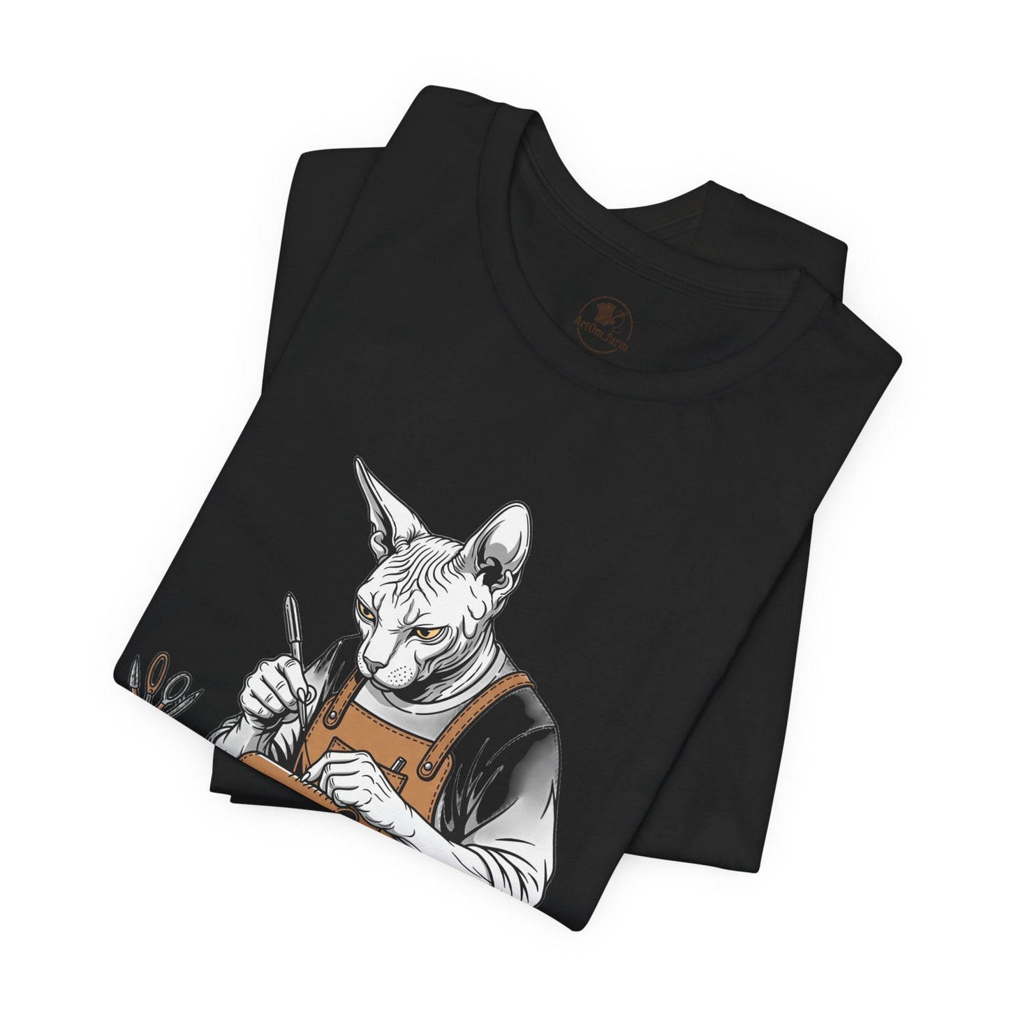 Creative Cat Shirt Unisex Tee, Cute Animal Shirt, Funny Gift for Pet Lovers, Perfect for Art Enthusiasts, Birthday, Casual Wear - ArtOm_farm™ LEATHER 