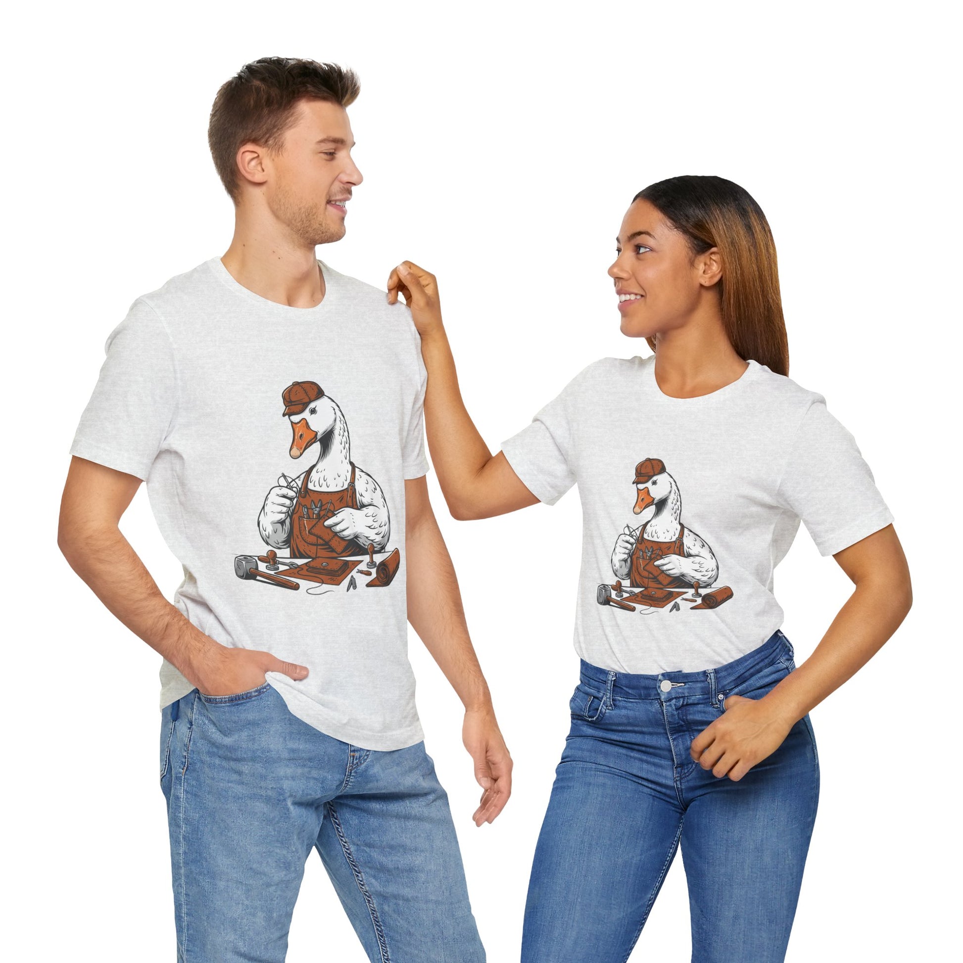 Creative Duck Artisan Tee - Unisex Graphic T-Shirt, Unique Gift for Crafters, Fun Animal Shirt, Artisan Duck Tee - ArtOm_farm™ LEATHER 