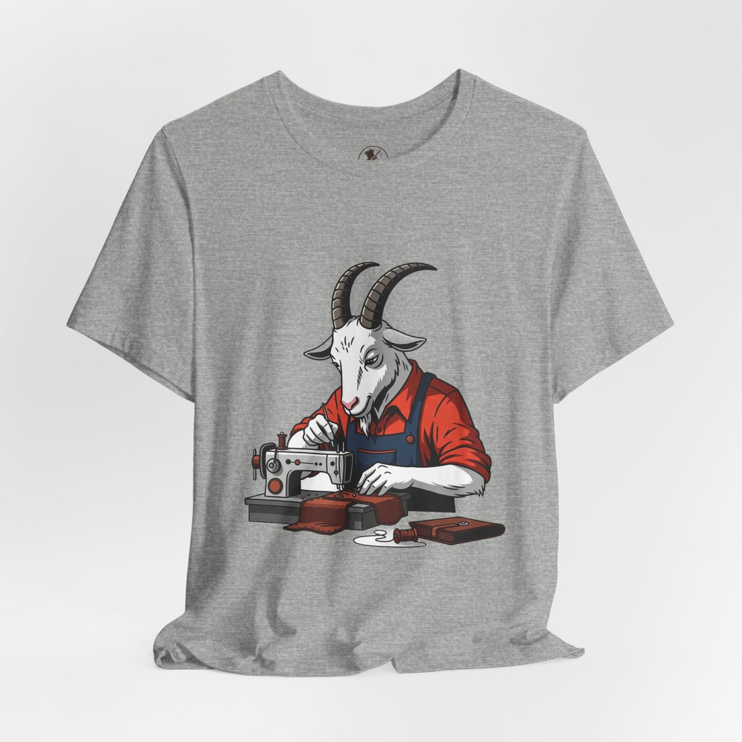 Creative Goat Tailor Tee - Funny Graphic Shirt for Crafters and Art Lovers, Unique Gift for Casual Wear - ArtOm_farm™ LEATHER 