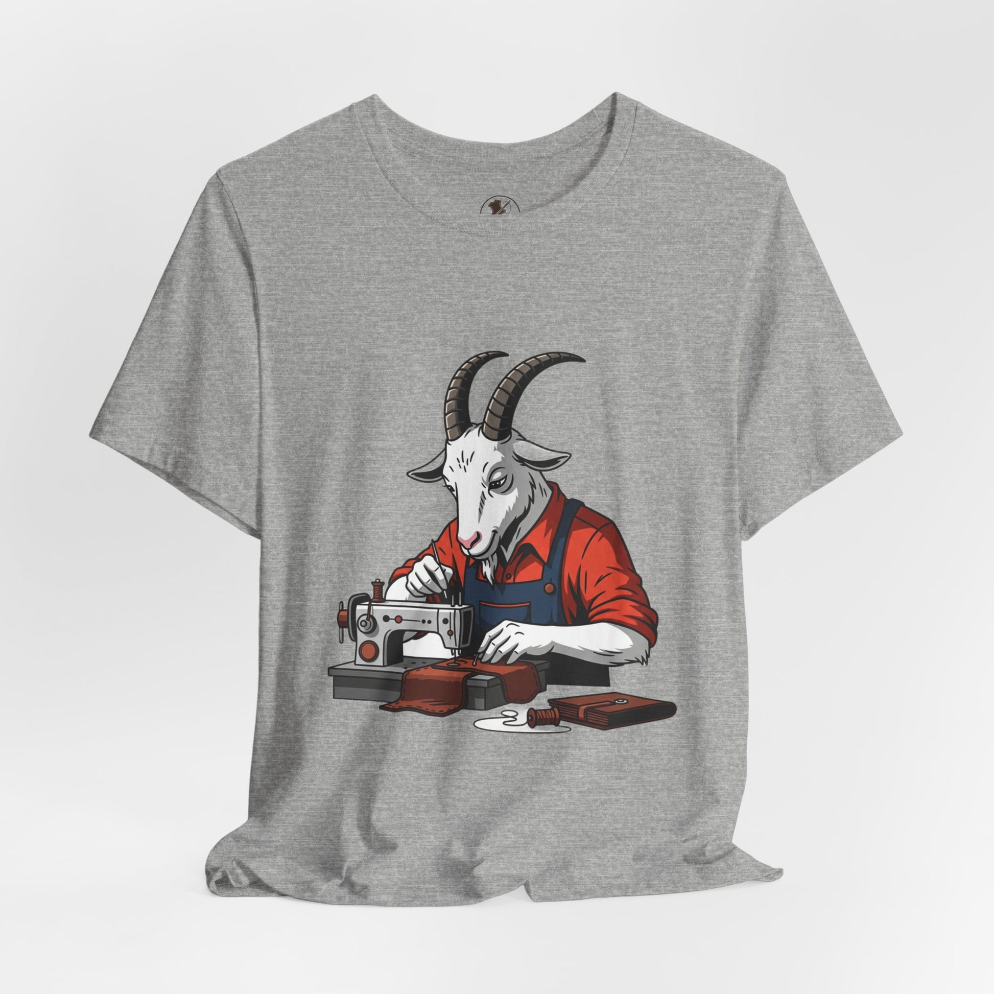 Creative Goat Tailor Tee - Funny Graphic Shirt for Crafters and Art Lovers, Unique Gift for Casual Wear - ArtOm_farm™ LEATHER 
