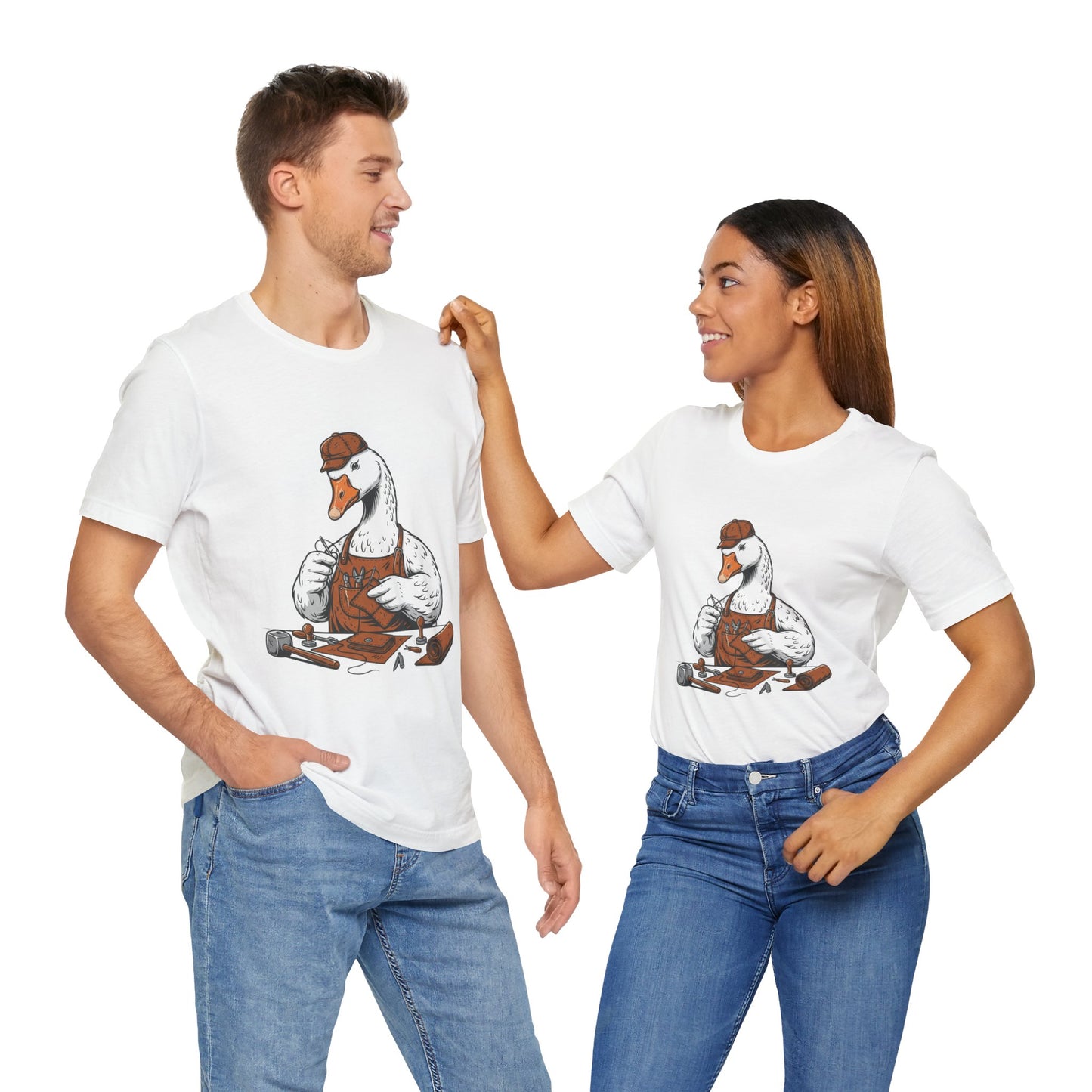 Creative Duck Artisan Tee - Unisex Graphic T-Shirt, Unique Gift for Crafters, Fun Animal Shirt, Artisan Duck Tee - ArtOm_farm™ LEATHER