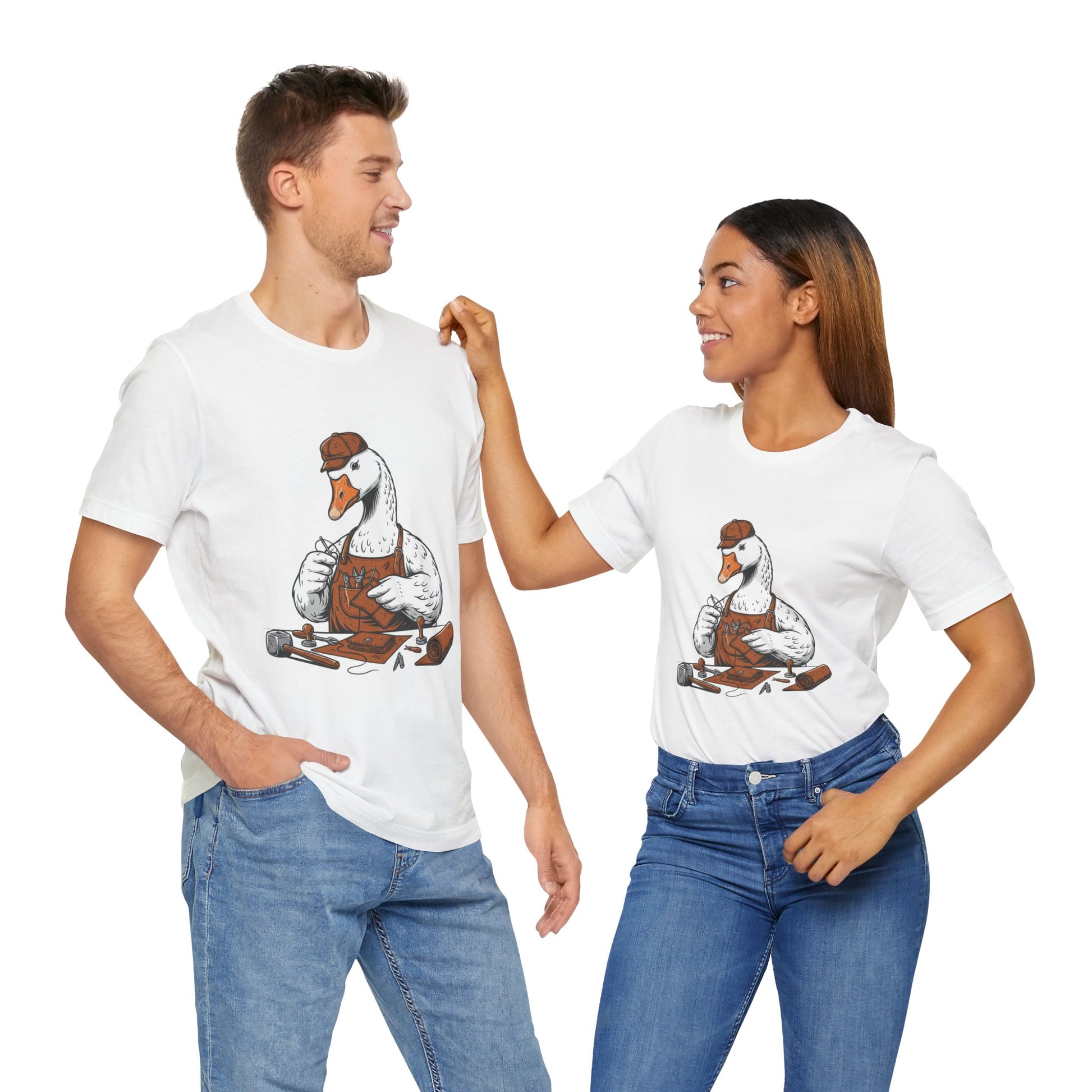 Creative Duck Artisan Tee - Unisex Graphic T-Shirt, Unique Gift for Crafters, Fun Animal Shirt, Artisan Duck Tee - ArtOm_farm™ LEATHER