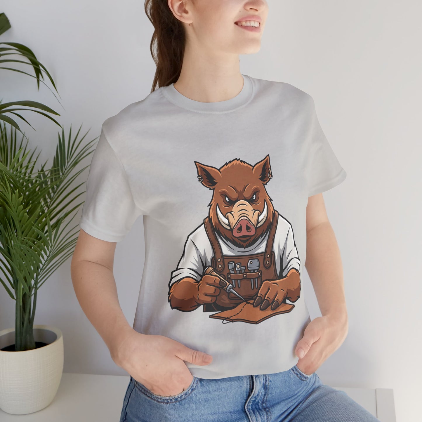 Crafty Pig Graphic Shirt - Fun Unisex Tee for Animal Lovers, Casual Birthday Apparel, and Funny Gift - ArtOm_farm™ LEATHER 