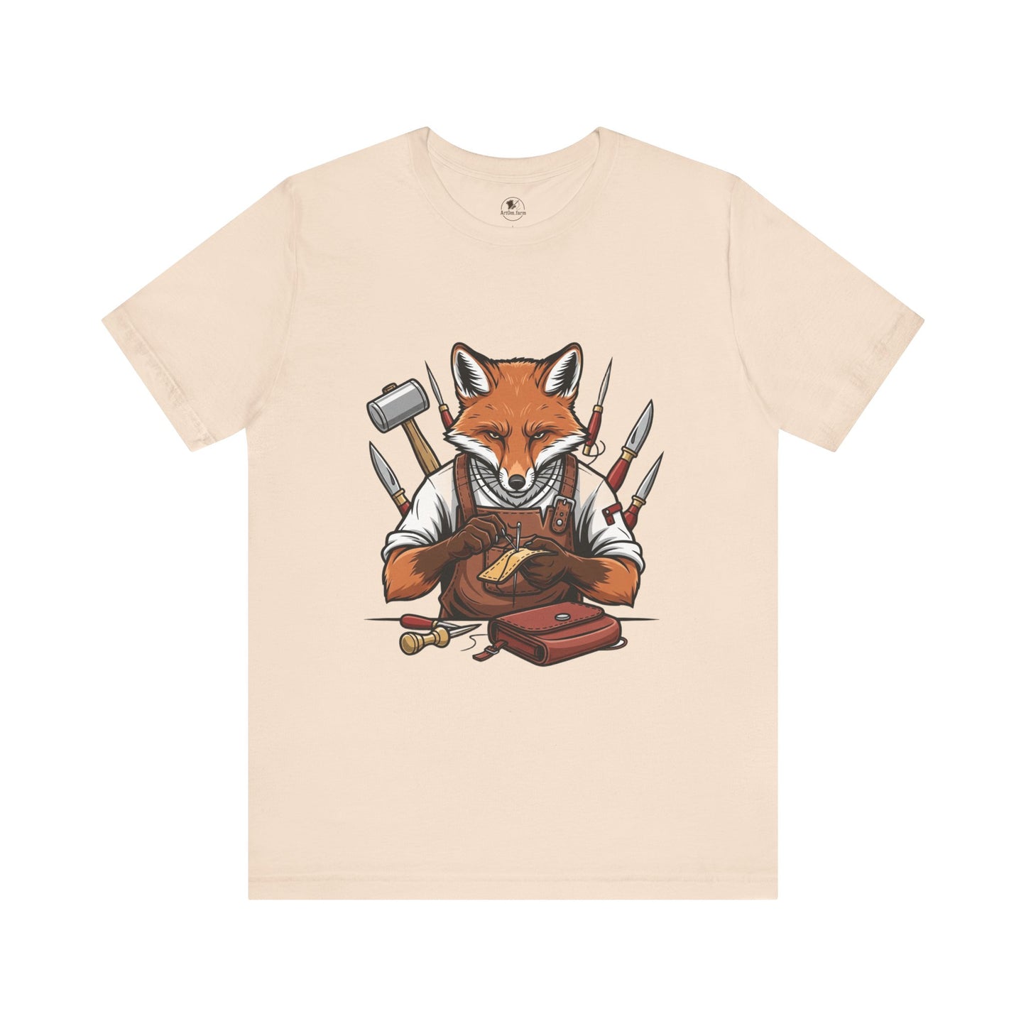Crafty Fox T-Shirt - Funny Artisan Tee for Crafters, Perfect Gift for Art Lovers, Unique Handmade Vibes - ArtOm_farm™ LEATHER