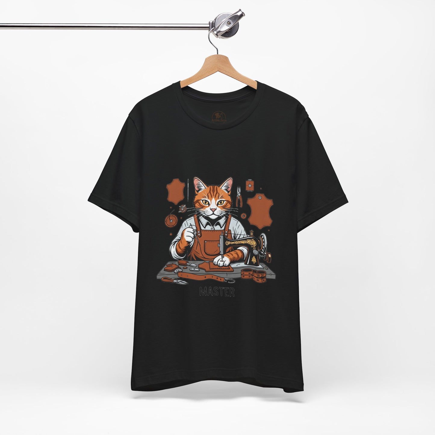 Crafty Cat Master Tee - Funny Cat Shirt for Unisex Pet Lovers, Unique Cat Apparel Gift for Cat Owners - ArtOm_farm™ LEATHER 