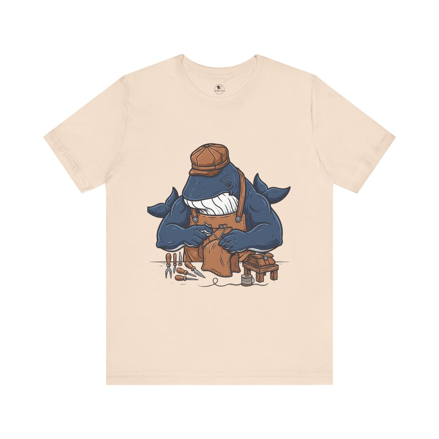 Crafty Shark Tee - Fun Unisex Casual Shirt for Ocean Lovers, Unique Gift Idea and Art Inspired Apparel - ArtOm_farm™ LEATHER