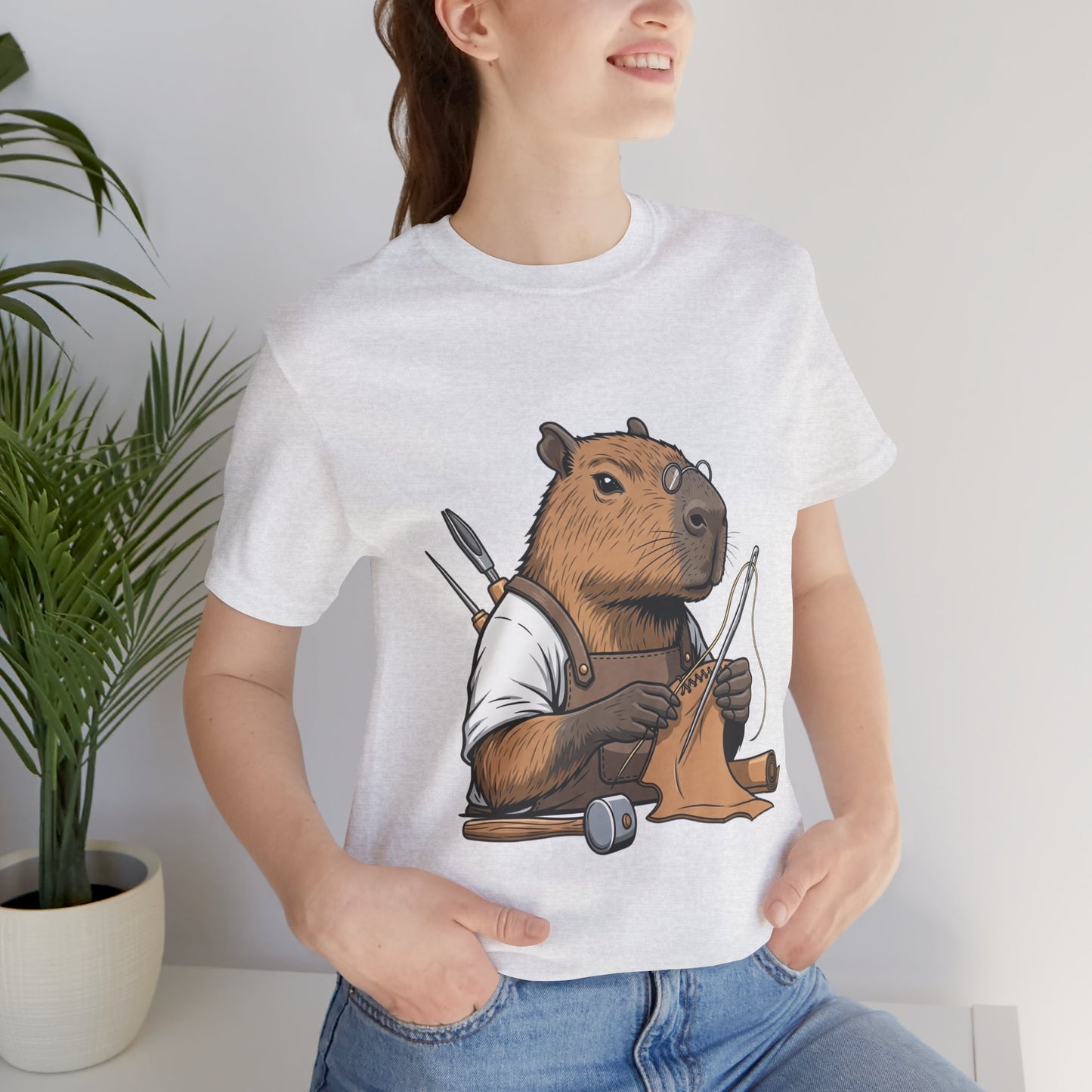 Crafty Beaver T-Shirt - Cute Animal Graphic Tee for Nature Lovers, Eco-Friendly Casual Wear - ArtOm_farm™ LEATHER 