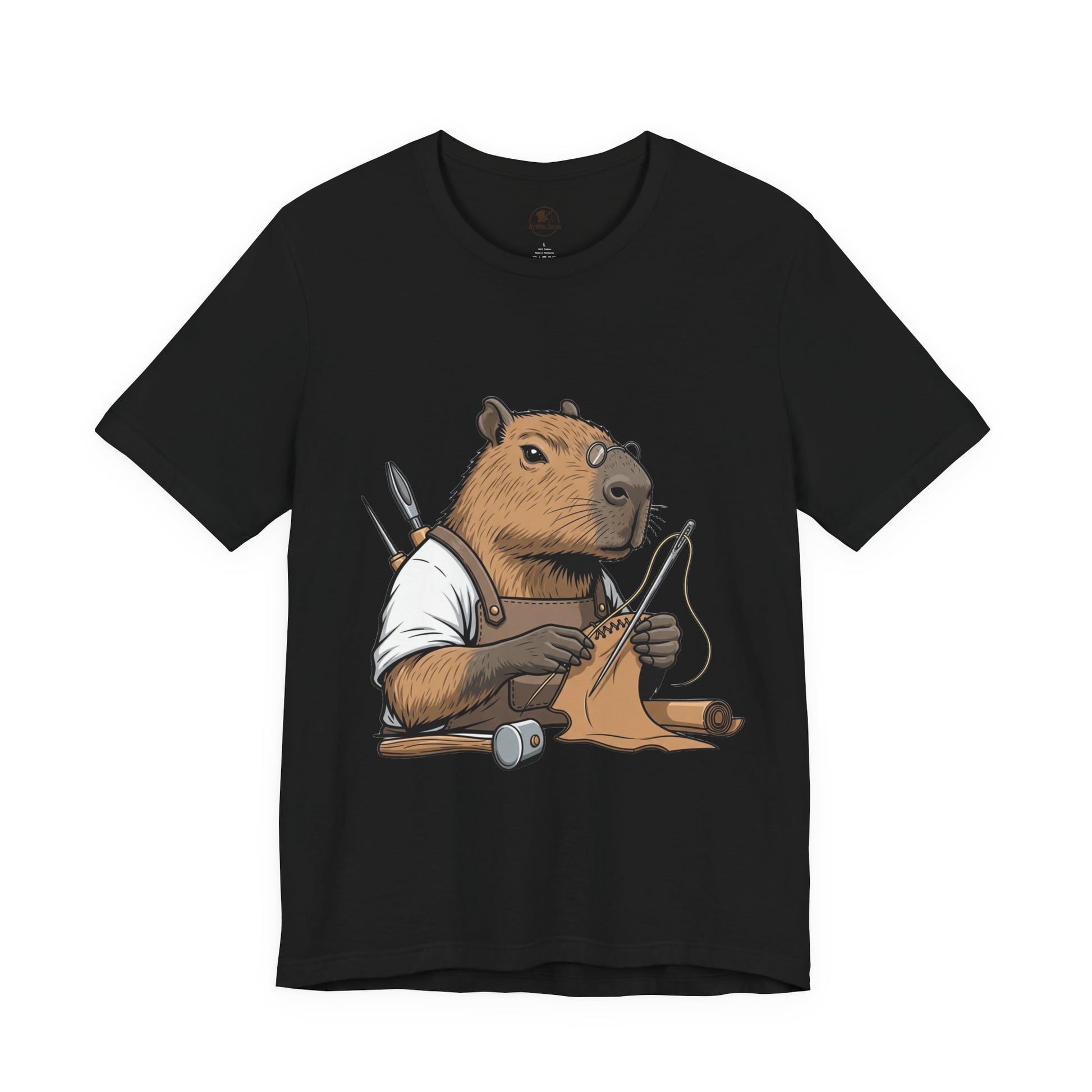 Crafty Beaver T-Shirt - Cute Animal Graphic Tee for Nature Lovers, Eco-Friendly Casual Wear - ArtOm_farm™ LEATHER 