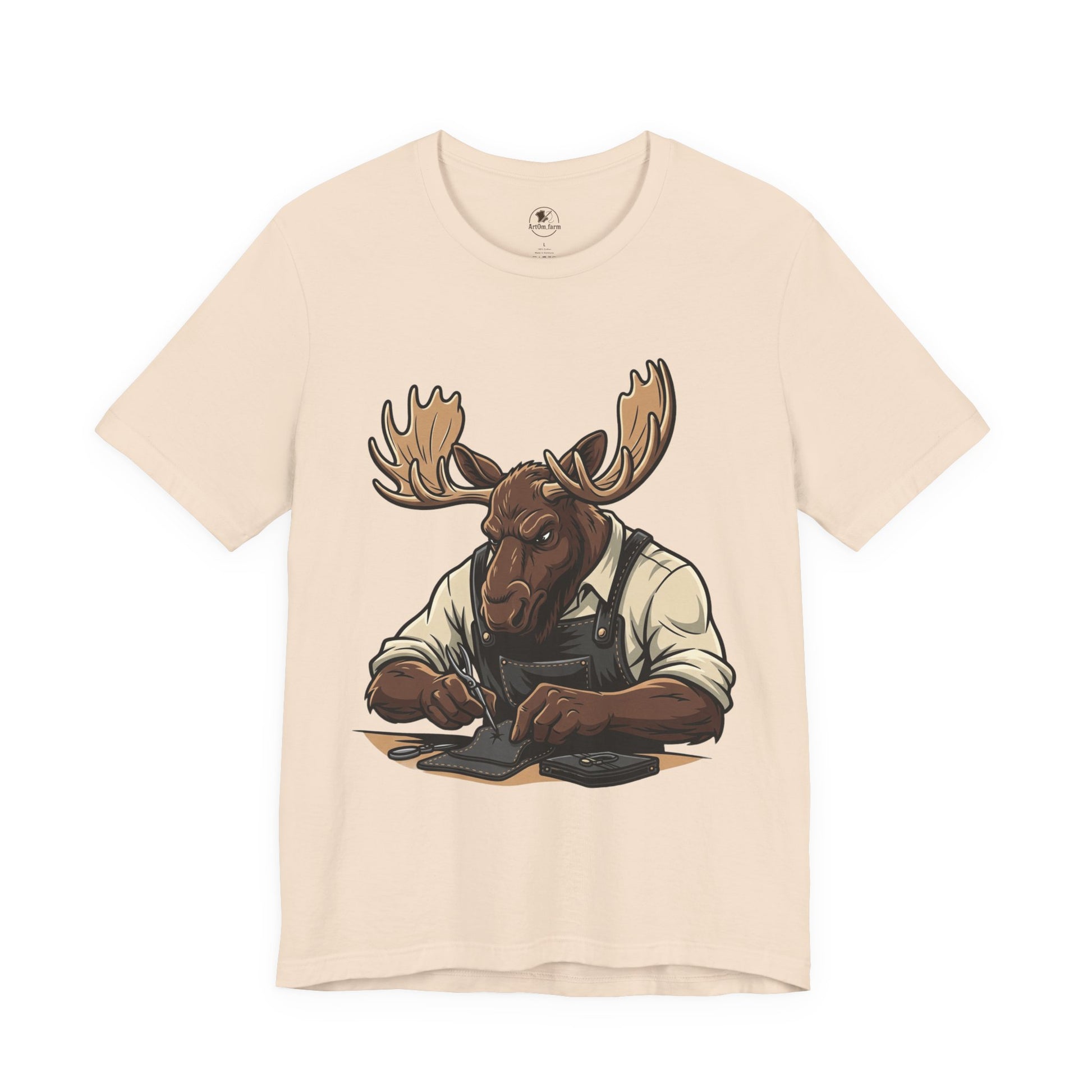 Moose Graphic Tee - Funny Animal Shirt for Nature Lovers, Unique Casual Outfit in Woodland Style - ArtOm_farm™ LEATHER 
