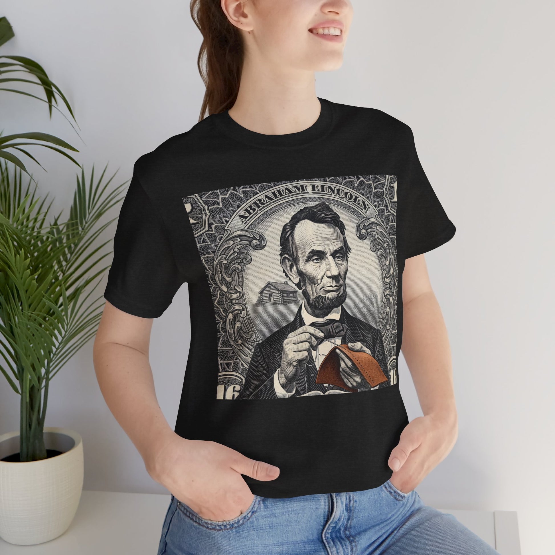 Abraham Lincoln T-Shirt - Vintage Graphic Unisex Tee for History Lovers, Educational Casual Wear, Patriotic Gift - ArtOm_farm™ LEATHER 