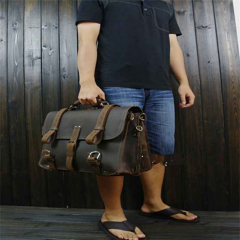 Vintage Leather Duffle Bag - Your Stylish Crazy Horse Leather Travel Companion - ArtOm_farm™ LEATHER