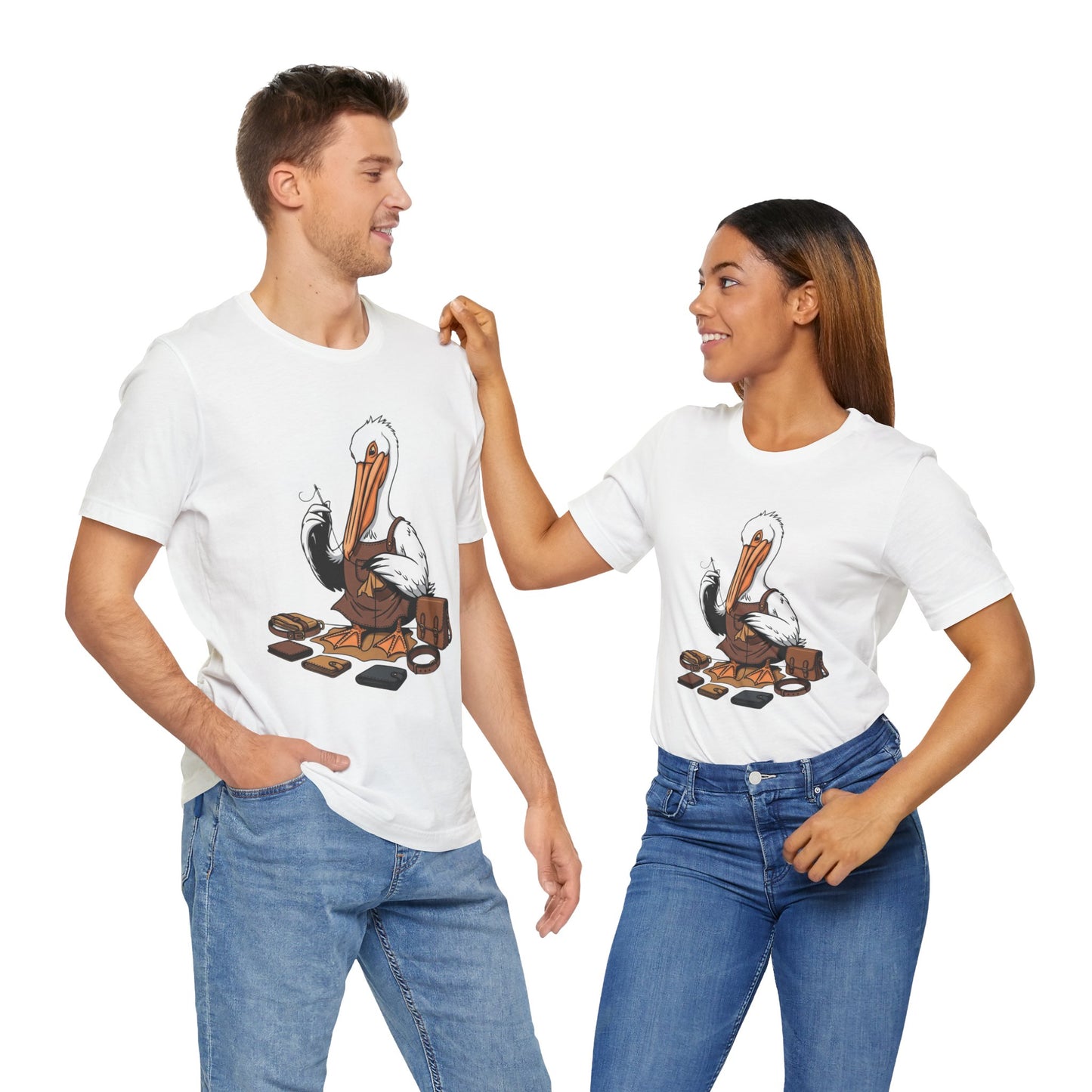 Whimsical Pelican Tee - Fun Beach T-Shirt for Casual Summer Style and Nature Lovers - ArtOm_farm™ LEATHER