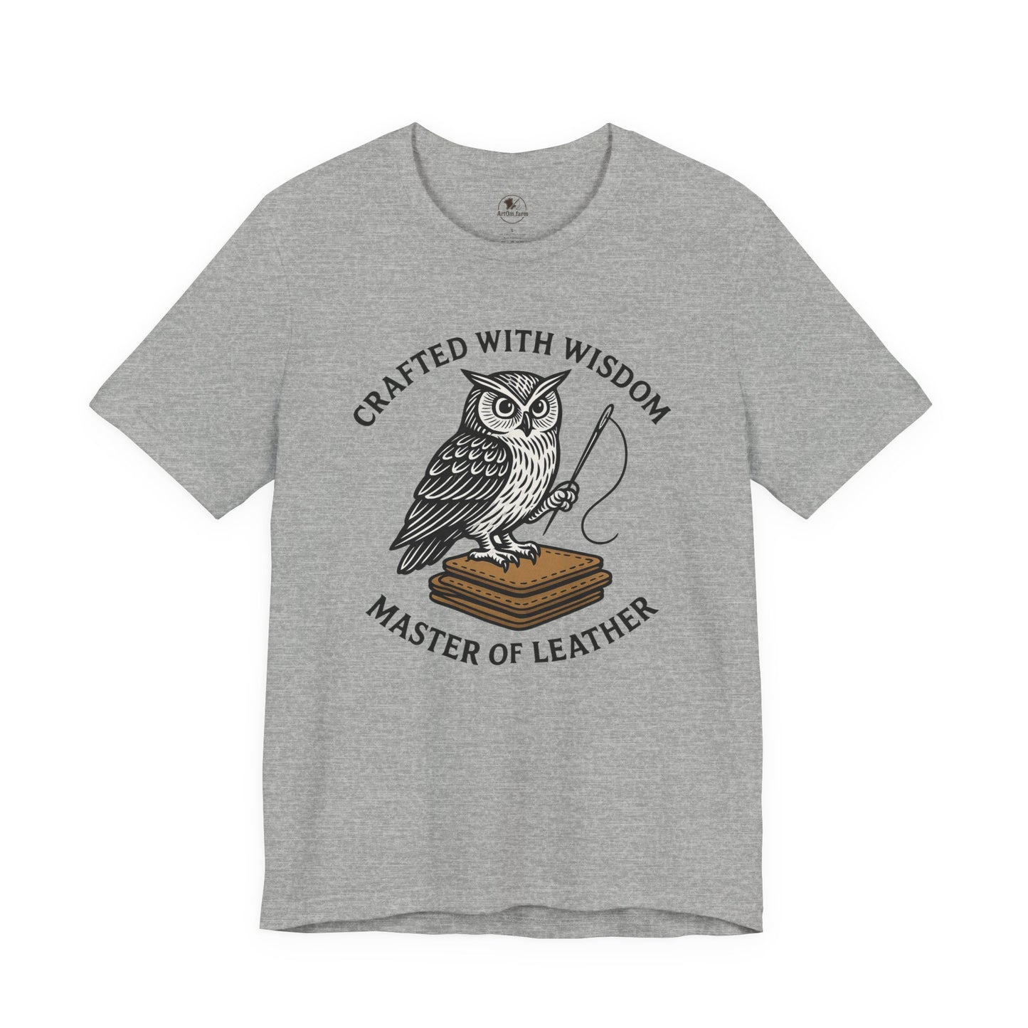 Wise Owl Unisex Tee - Unique Animal Design, Eco-Friendly Apparel for Crafters and Style Enthusiasts - ArtOm_farm™ LEATHER 